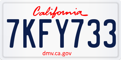 CA license plate 7KFY733