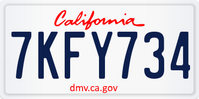 CA license plate 7KFY734