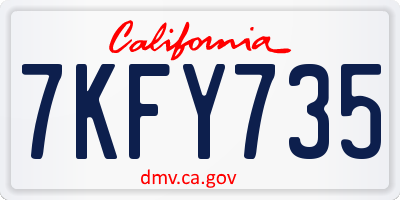 CA license plate 7KFY735