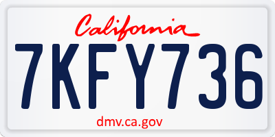 CA license plate 7KFY736