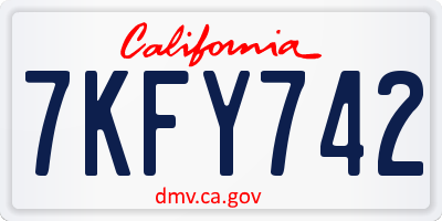CA license plate 7KFY742