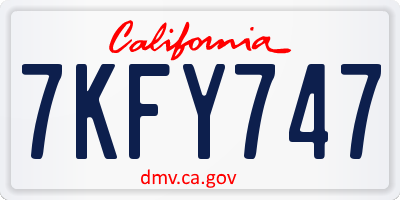 CA license plate 7KFY747