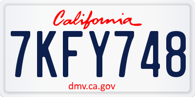 CA license plate 7KFY748
