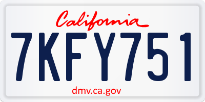 CA license plate 7KFY751