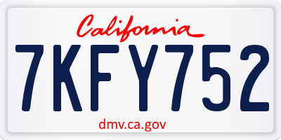 CA license plate 7KFY752