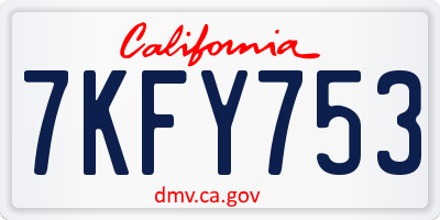 CA license plate 7KFY753