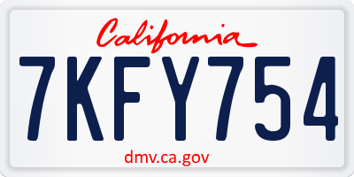 CA license plate 7KFY754