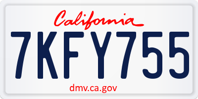 CA license plate 7KFY755