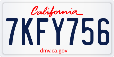 CA license plate 7KFY756