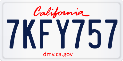 CA license plate 7KFY757