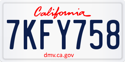CA license plate 7KFY758