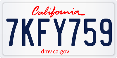 CA license plate 7KFY759