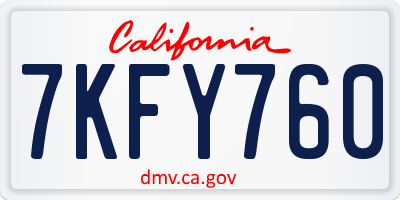 CA license plate 7KFY760