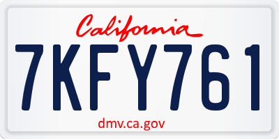 CA license plate 7KFY761