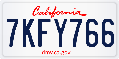 CA license plate 7KFY766