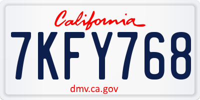 CA license plate 7KFY768