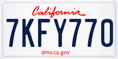 CA license plate 7KFY770