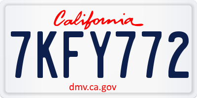 CA license plate 7KFY772