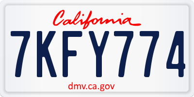 CA license plate 7KFY774