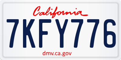 CA license plate 7KFY776
