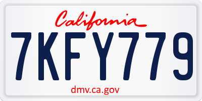 CA license plate 7KFY779