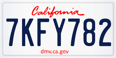 CA license plate 7KFY782