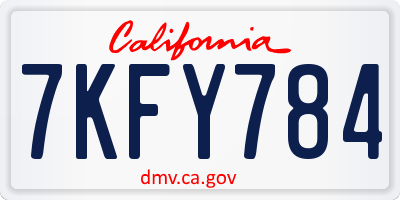 CA license plate 7KFY784