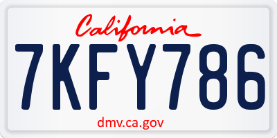 CA license plate 7KFY786