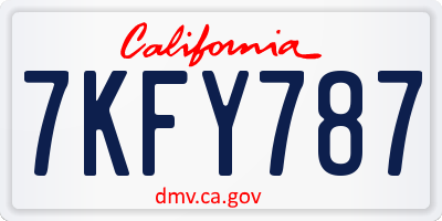 CA license plate 7KFY787