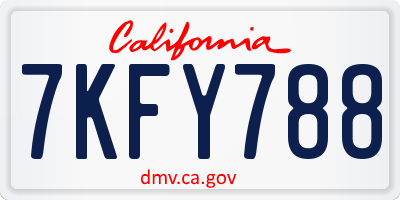 CA license plate 7KFY788
