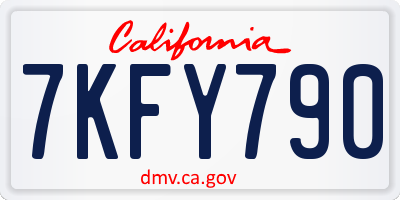 CA license plate 7KFY790