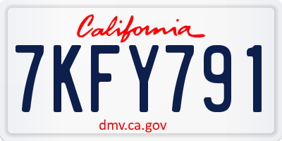 CA license plate 7KFY791
