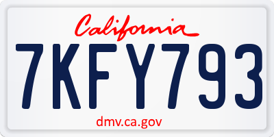 CA license plate 7KFY793
