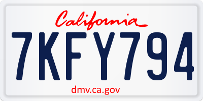 CA license plate 7KFY794