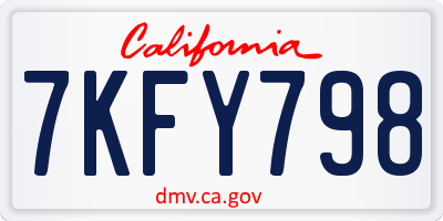 CA license plate 7KFY798
