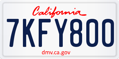 CA license plate 7KFY800