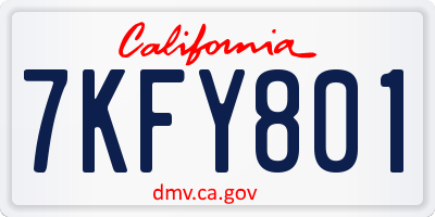 CA license plate 7KFY801
