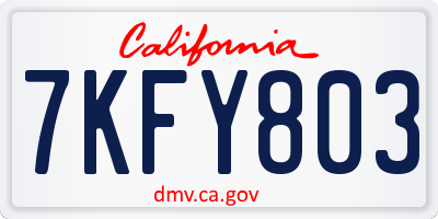 CA license plate 7KFY803