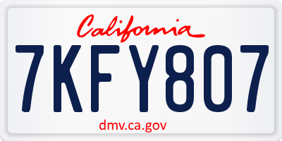 CA license plate 7KFY807