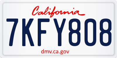 CA license plate 7KFY808
