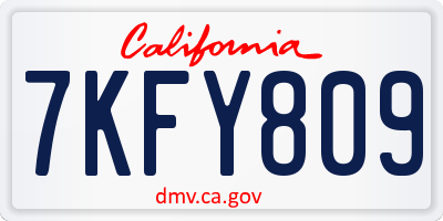CA license plate 7KFY809