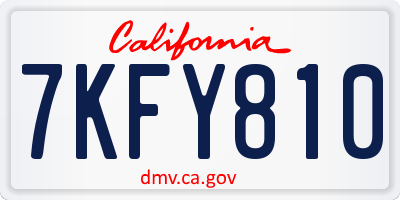 CA license plate 7KFY810