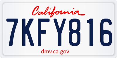 CA license plate 7KFY816
