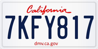 CA license plate 7KFY817
