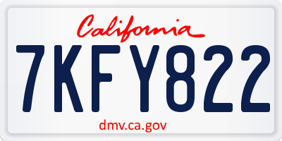 CA license plate 7KFY822