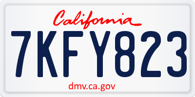 CA license plate 7KFY823