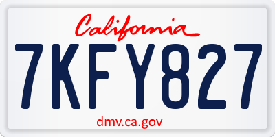 CA license plate 7KFY827