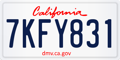 CA license plate 7KFY831