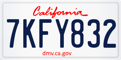 CA license plate 7KFY832