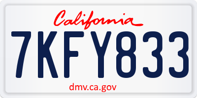 CA license plate 7KFY833